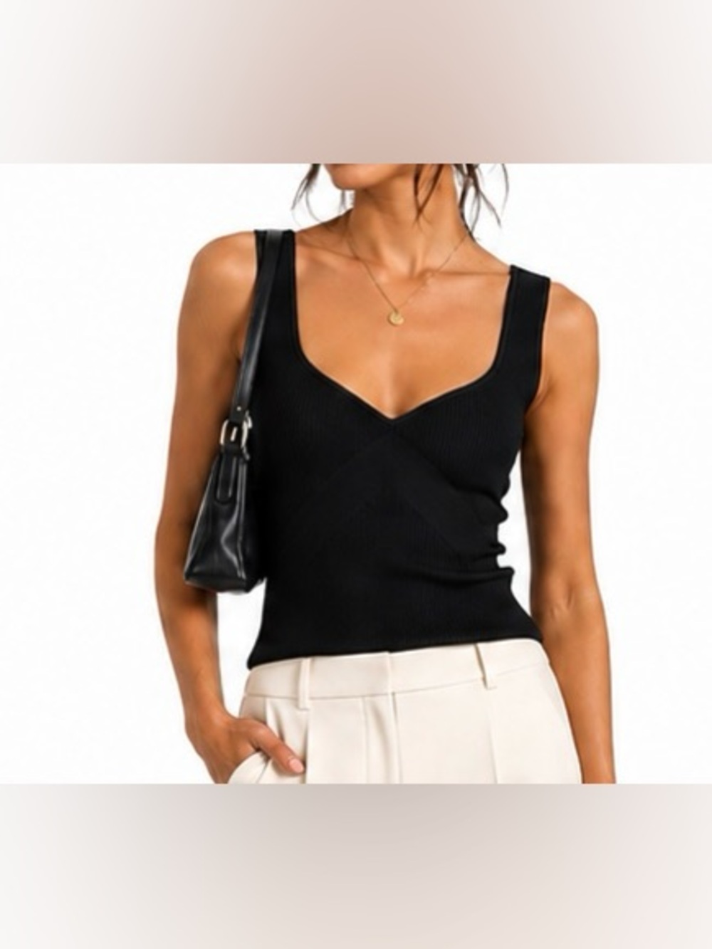 NWOT - Rag & Bone Asher Ribbed Sweetheart Knit Tank Top Black Medium